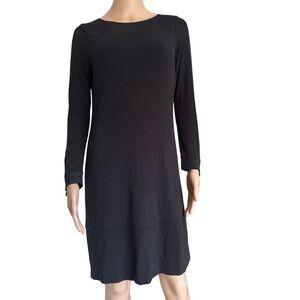 Ann Taylor Classic Tailored Black Long Sleeve Dress with Sheer Panels